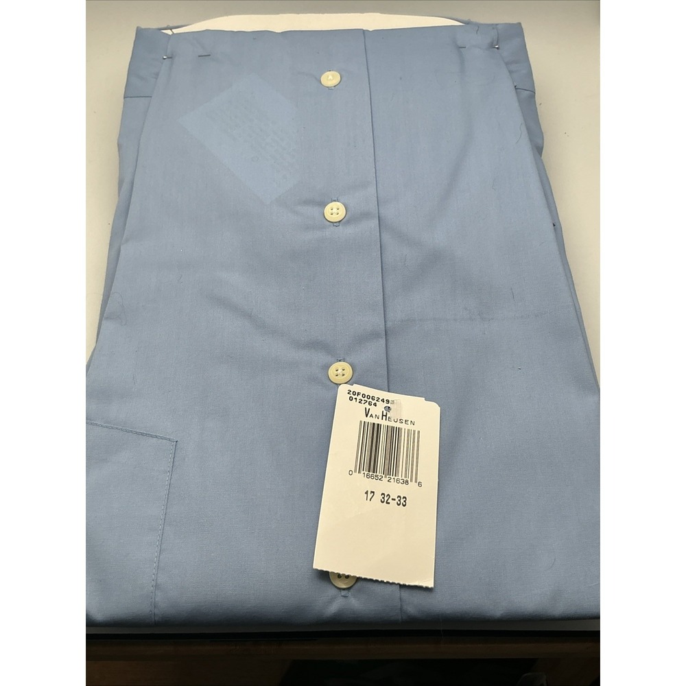 NWT Van Huesen Wrinkle Free Blue Dress Shirt XL 17 32/33 Tommy Hilfiger Silk Tie - Picture 7 of 8
